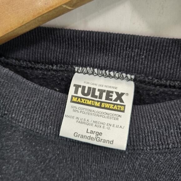 Vintage Sweatshirt Womens Large Black Husky Dog Sled Tok Alaska Nature Forest - Picture 9 of 11